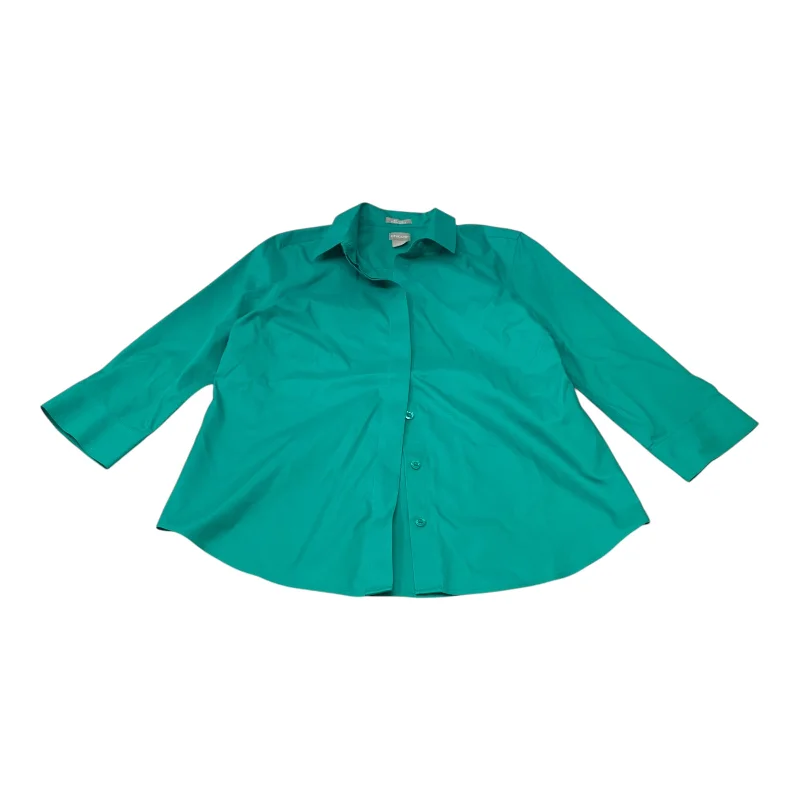 Top 3/4 Sleeve Basic By Chicos In Green, Size:S