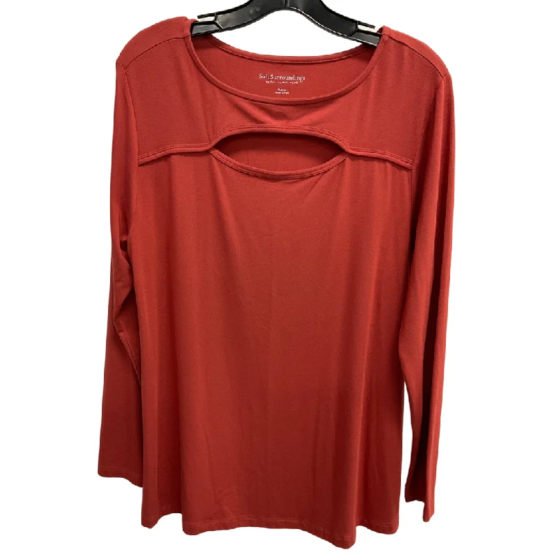 Top 3/4 Sleeve Basic By Soft Surroundings In Orange, Size: Xl