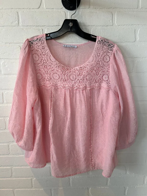 Top 3/4 Sleeve By Figuero & Flower In Pink, Size: Lp