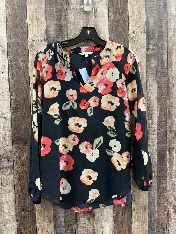 Top Long Sleeve By Cabi In Floral Print, Size: Xs