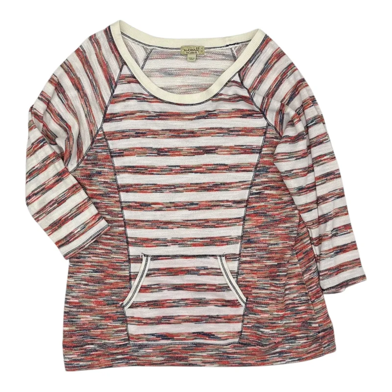 Top 3/4 Sleeve By One World In Striped Pattern, Size:L