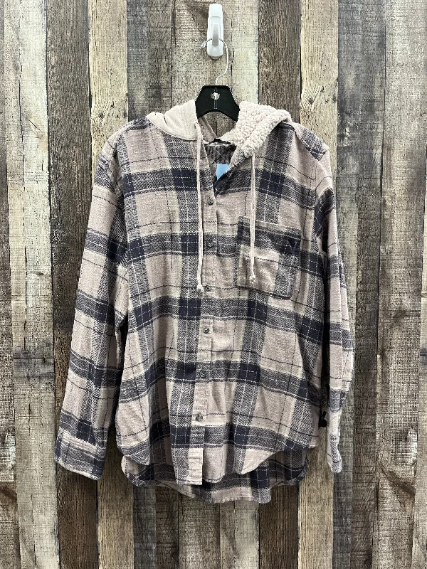 Top Long Sleeve By Love Tree In Plaid Pattern, Size: L