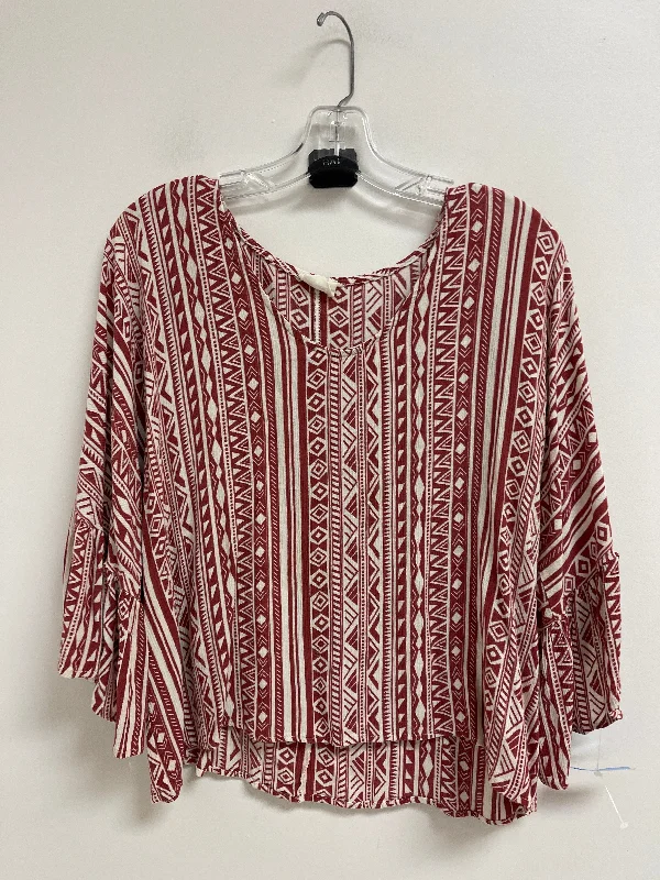 Top Long Sleeve By 143 Story In Red & White, Size: M