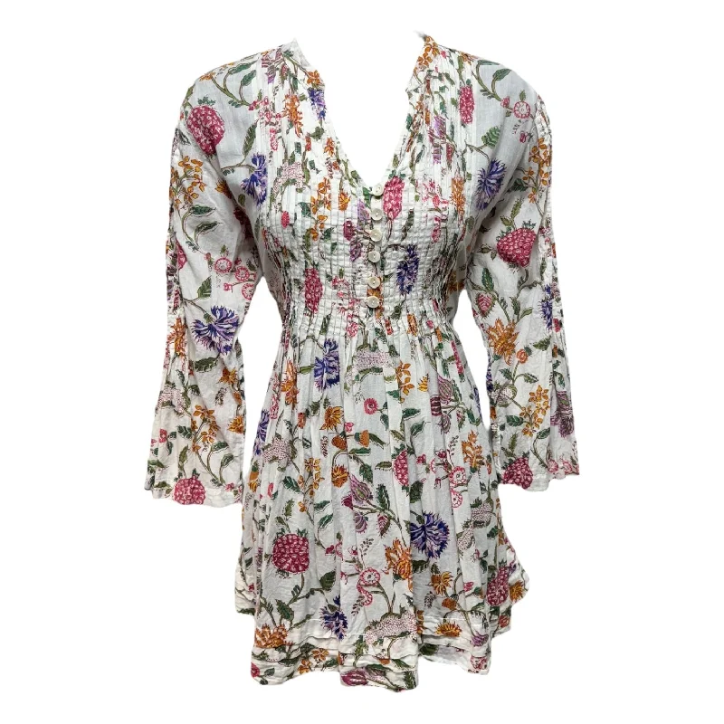 Tie Back Tunic Long Sleeve By Passementrie In Floral Print, Size: M