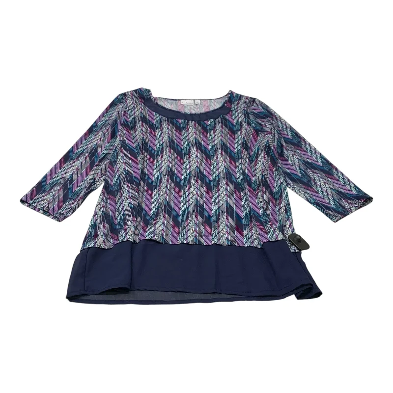 Top 3/4 Sleeve By Kim Rogers In Blue & Purple, Size: 1x