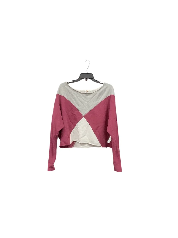 Top Long Sleeve By We The Free In Grey & Pink, Size: S