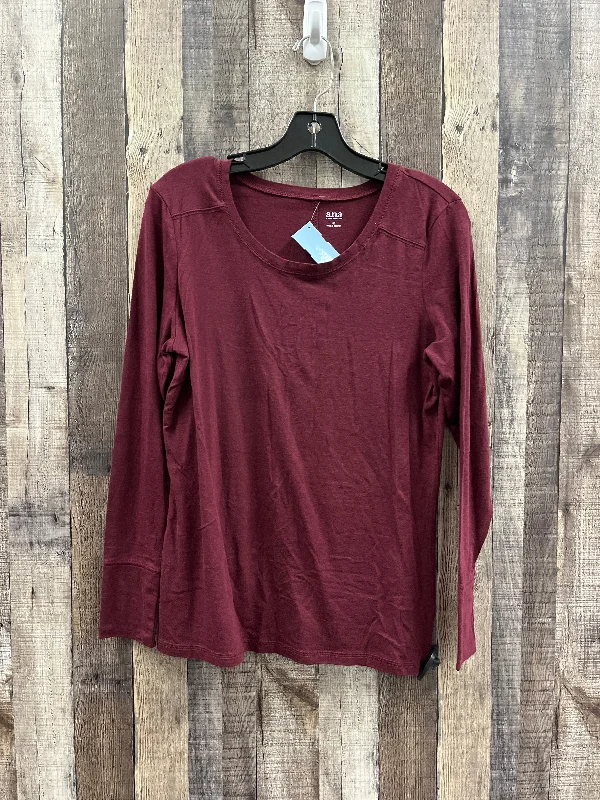 Top Long Sleeve By Ana In Maroon, Size: M