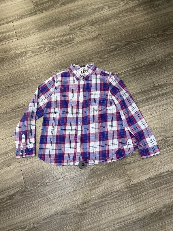 Top Long Sleeve By Old Navy In Plaid Pattern, Size: Xl