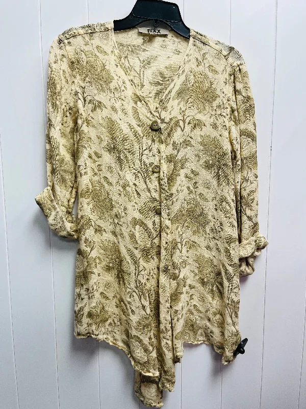 Tunic Long Sleeve By Flax In Cream, Size: S