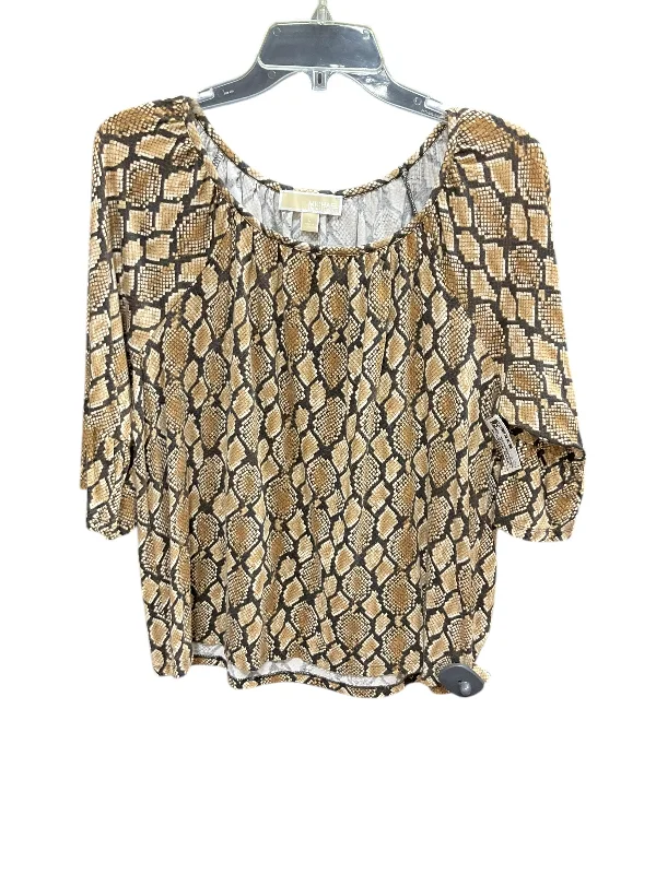 Top Long Sleeve By Michael By Michael Kors In Snakeskin Print, Size: L