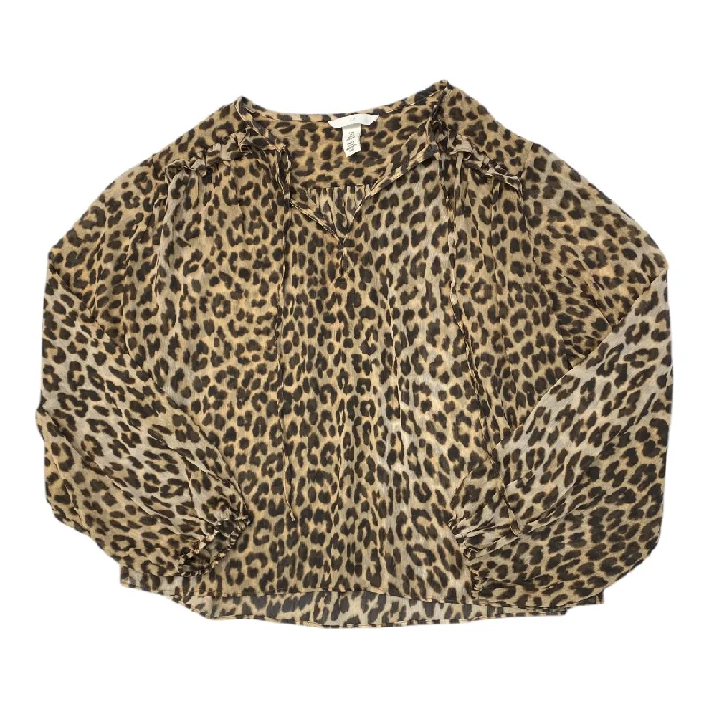 Top Long Sleeve By H&m In Animal Print, Size: S