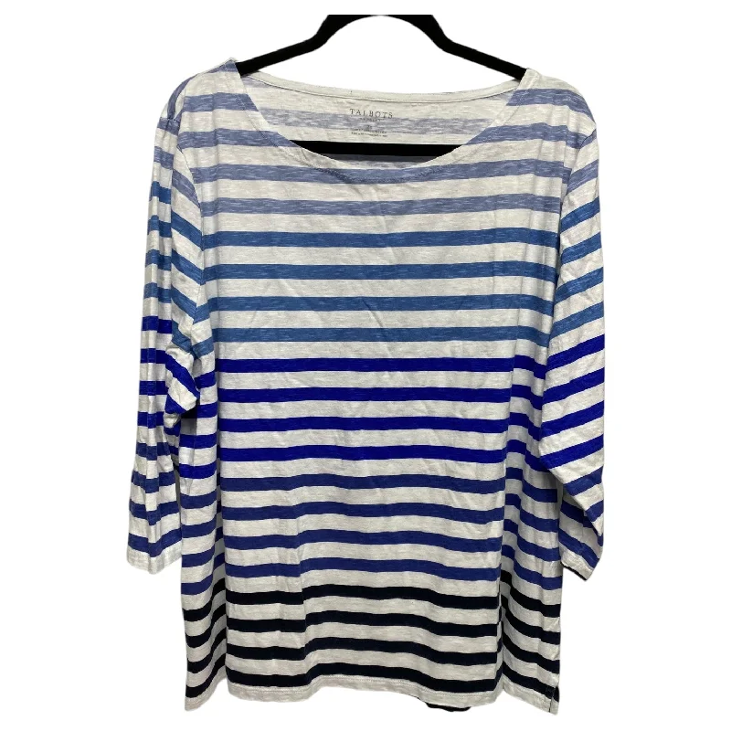 Top 3/4 Sleeve By Talbots In Striped Pattern, Size: 3x