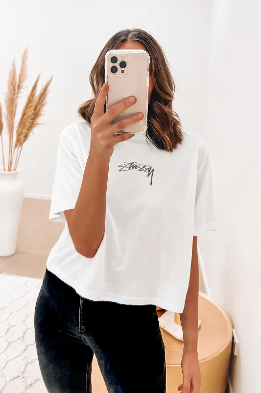 Shadow Script Boxy Tee White