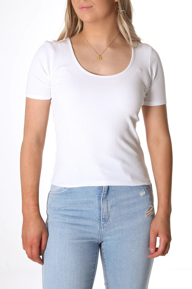 Stacey Rib Tee White