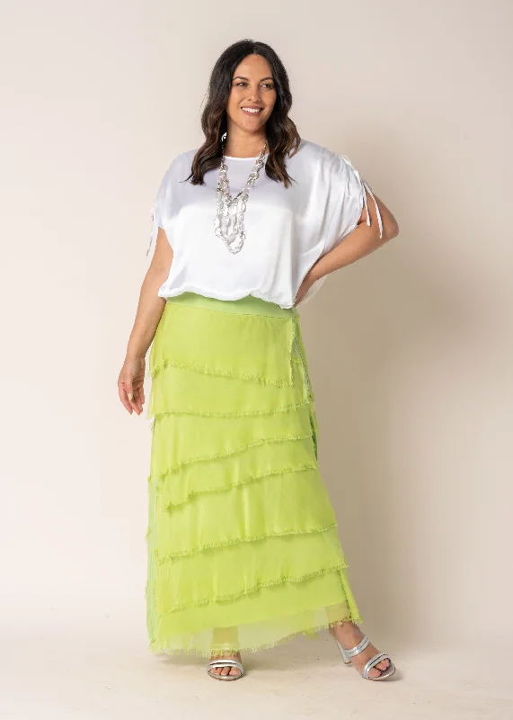 Fifi Silk Skirt in Lime Splice