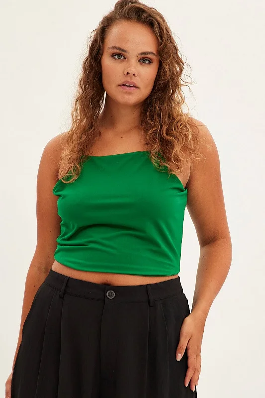 Green Singlet Top Square Neck