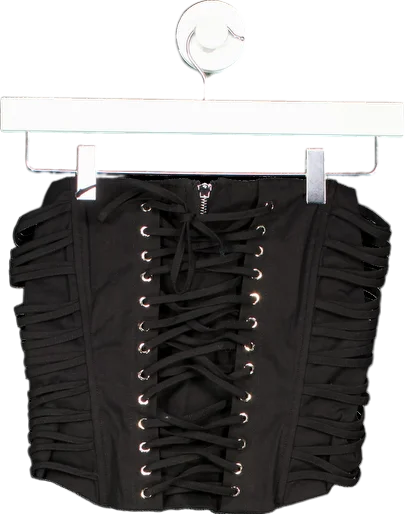 Luxe To Kill Black Lace Up Corset UK 6