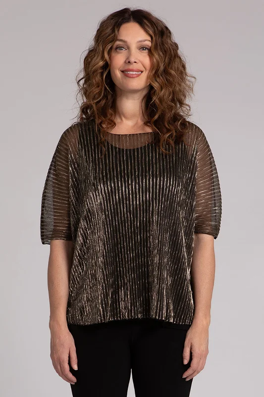 Pleated Mesh Nu Clip Top | Black/Gold