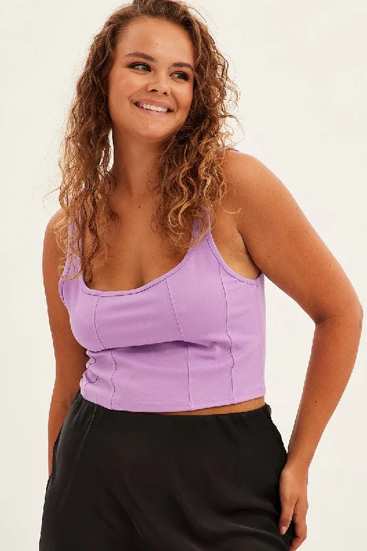 Purple Corset Top Ponte Sleeveless