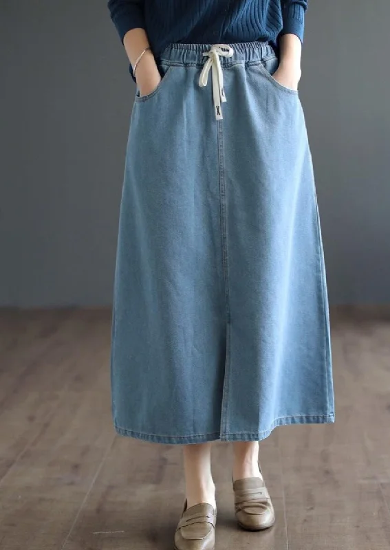 Solid Color Casual Split Loose Denim Skirt