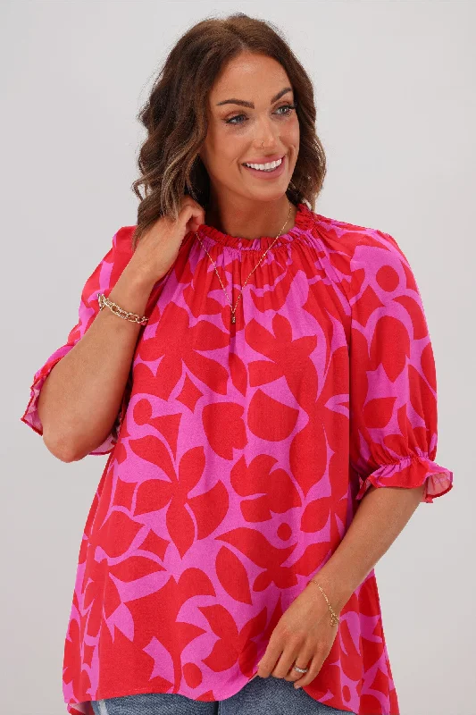 Sunday Boho Cora Top Red Pink