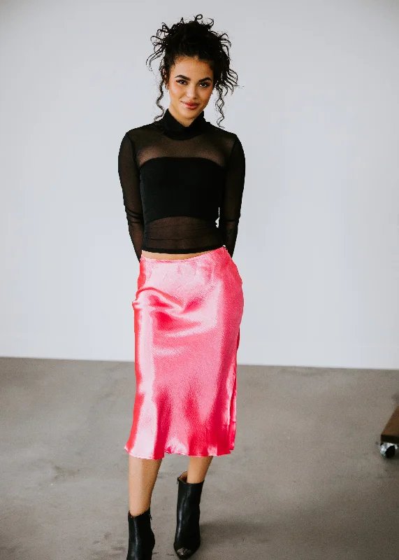 Teyah Satin Midi Skirt