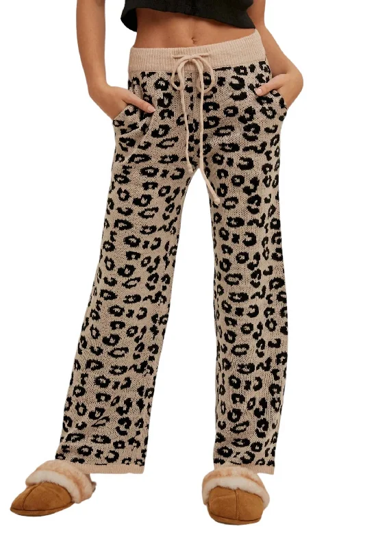 Leopard Sweatpants In Tan