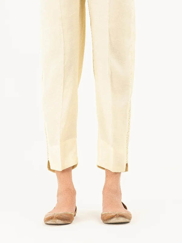 Embroidered Raw Silk Trousers(Pret)