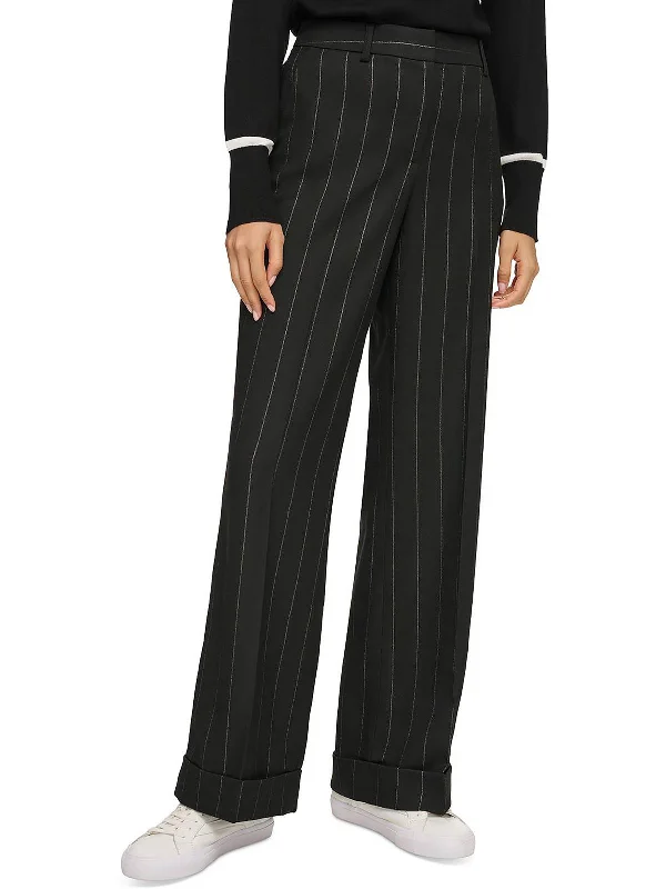 Womens Metallic Pinstripe Dress Pants