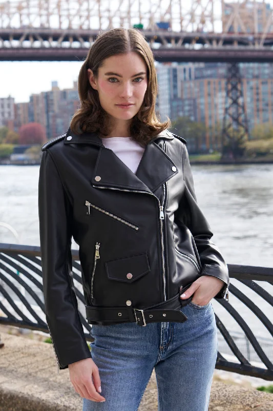 #422 Belted Leather Biker Jacket Special $295