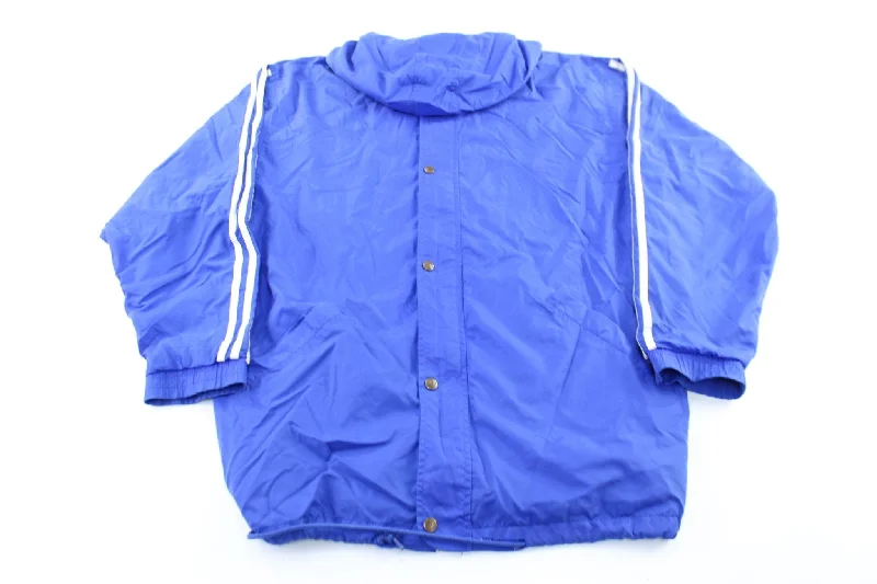 90's Adidas Embroidered Logo Blue & White Striped Jacket