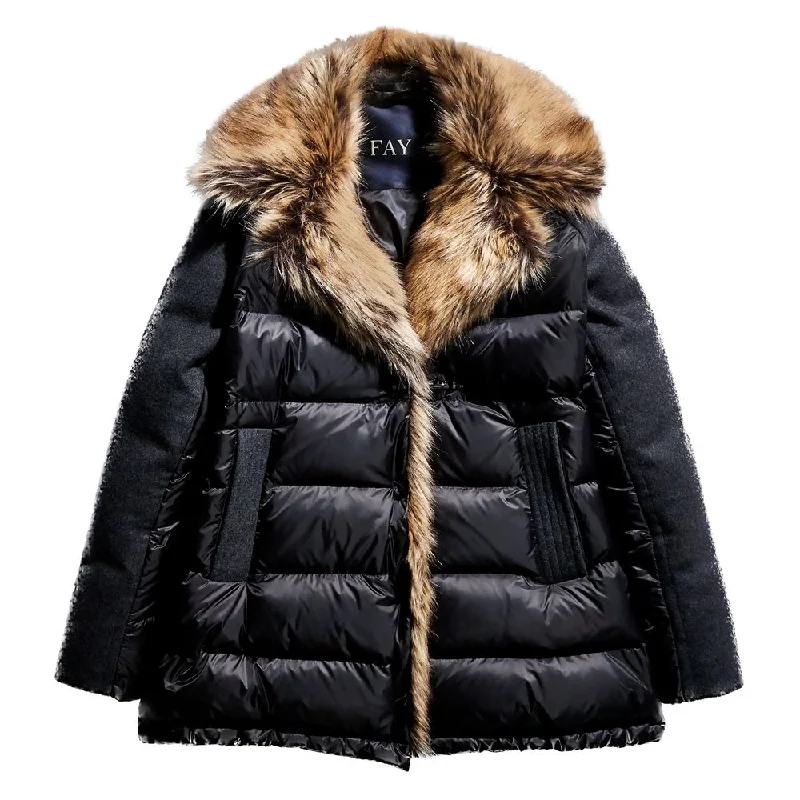 Chic Quilted Down Jacket With Faux Fur Details