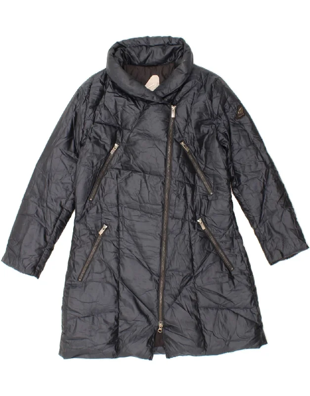 HOGAN Womens Padded Coat IT 46 Large Navy Blue Polyester