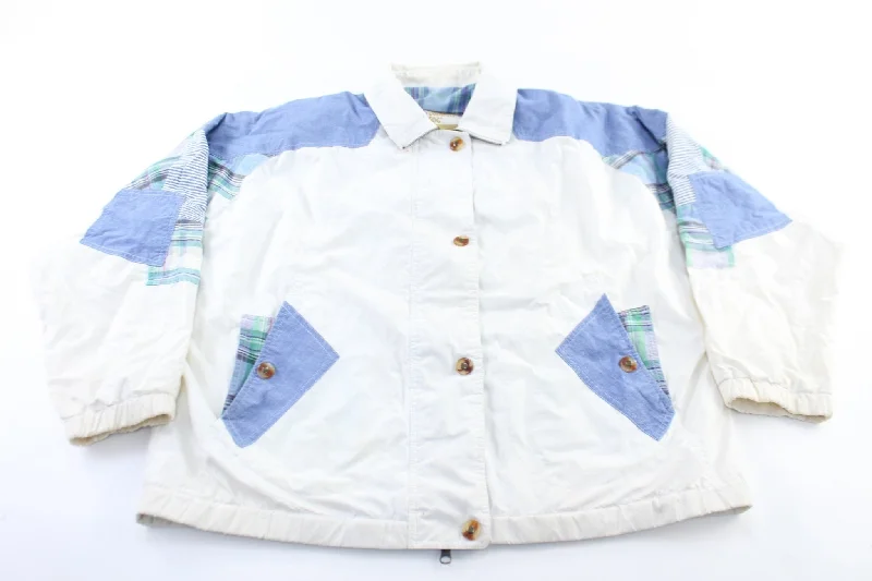 London Fog White & Blue Zip Up Jacket