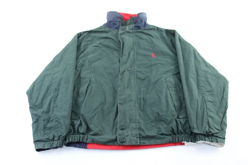 Nautica Embroidered Logo Green Reversible Zip Up Jacket