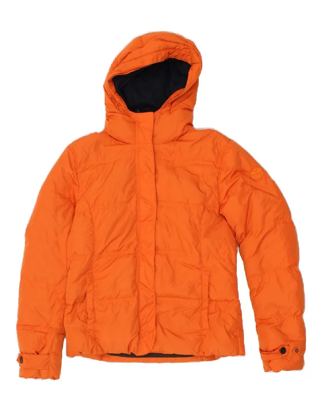 NORTH SAILS Womens Hooded Padded Jacket UK 16 Large Orange Polyamide