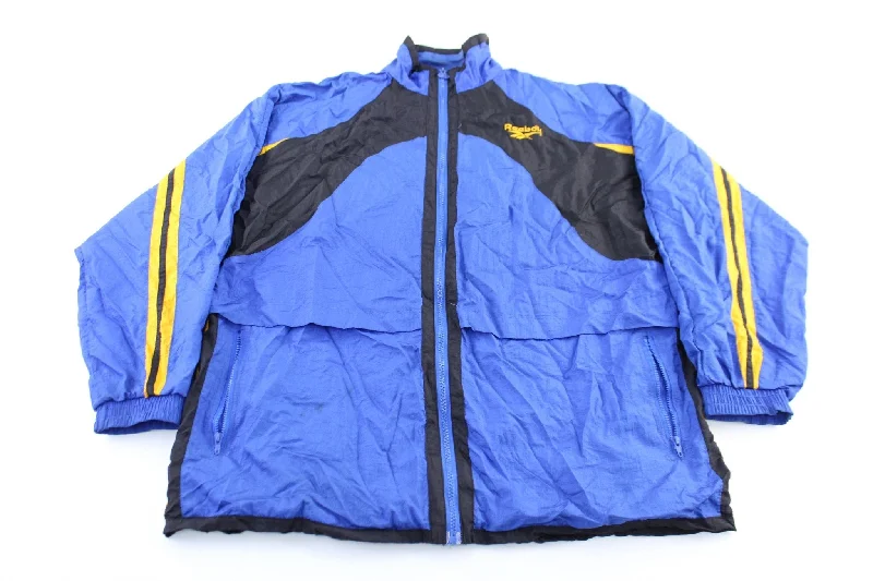 Reebok Embroidered Logo Black, Blue, & Gold Zip Up Jacket