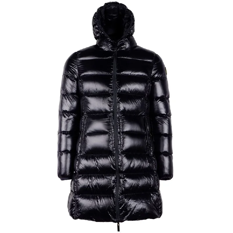 Reversible Long Down Jacket In Sleek Black