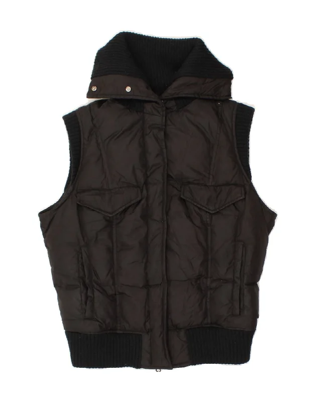 SISLEY Womens Padded Gilet UK 14 Medium Black Polyester