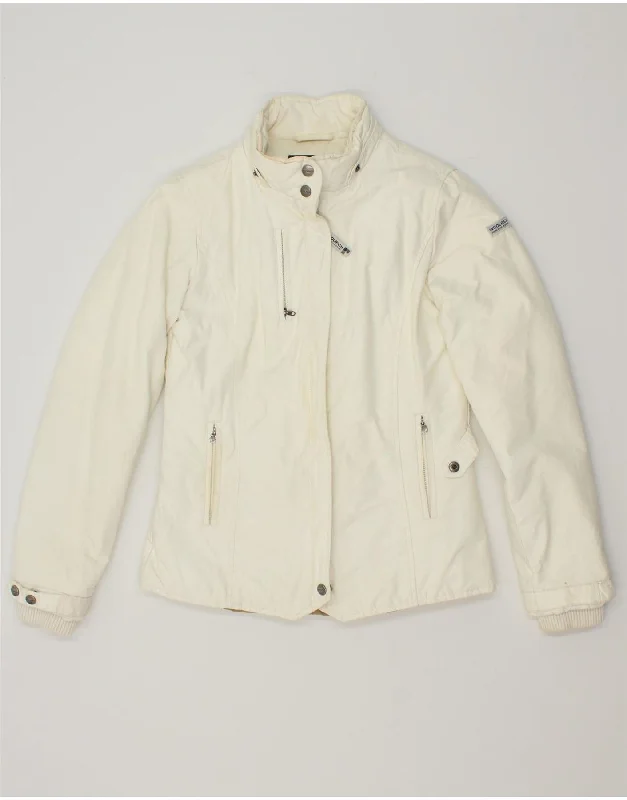 WOOLRICH Womens Bomber Jacket UK 14 Medium Off White Cotton