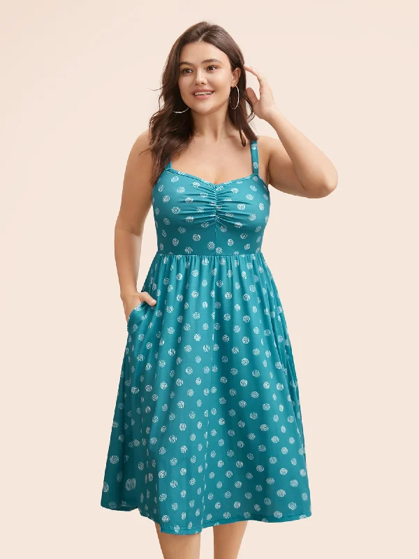 Polka Dot Ruched Cami Dress