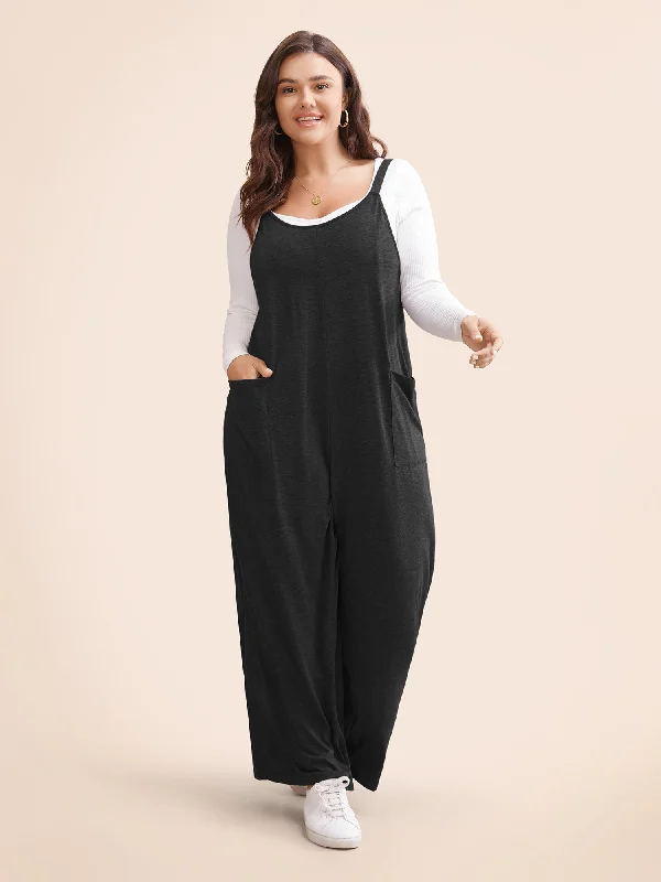 Supersoft Essentials Solid Patched Pocket Overall Cami Jumpsuit