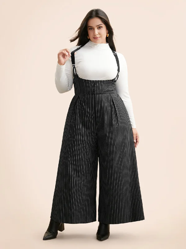 Striped Shirred Pleated Jumpsuit