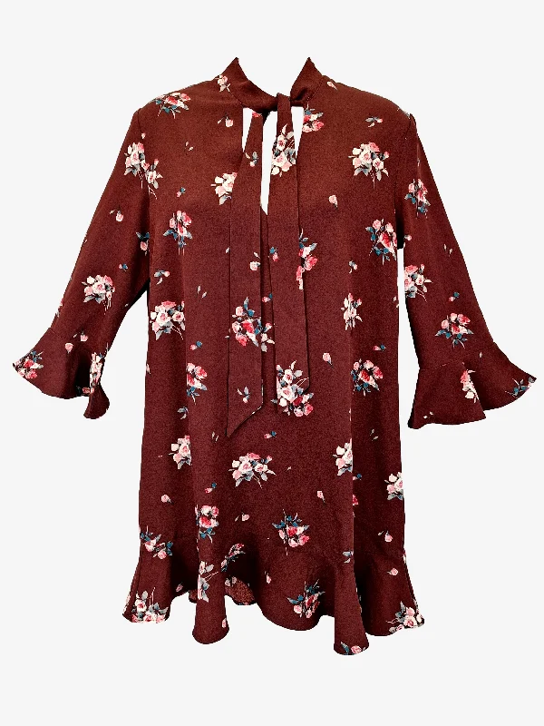 Atmos & Here Burgundy Floral Mini Dress Size 6