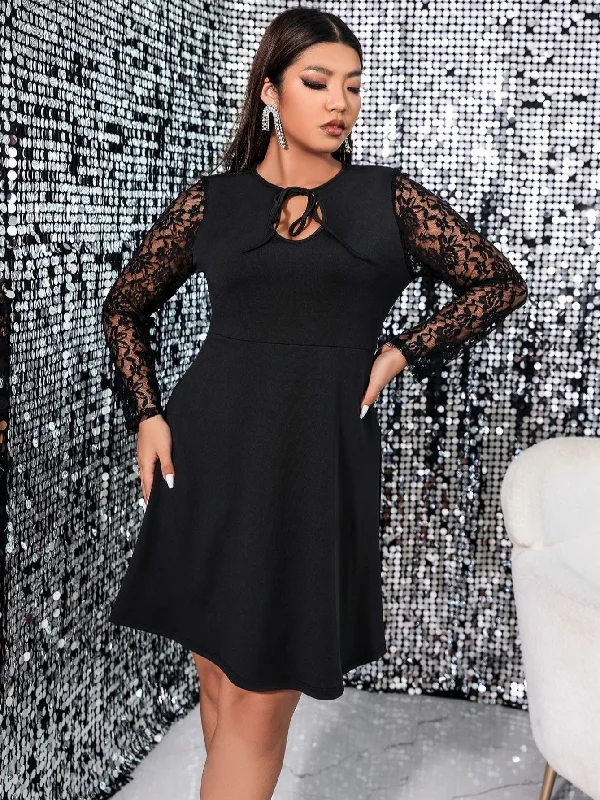 Cocktail Evening Party Lace Long Sleeve Midi Dress