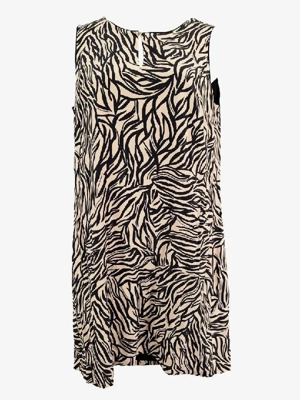 David Lawrence Latte Printed Silk Shift Midi Dress Size 12