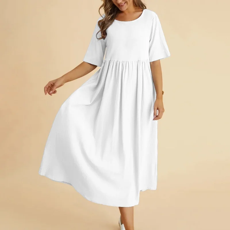 Flowy Solid A-line Midi Dress