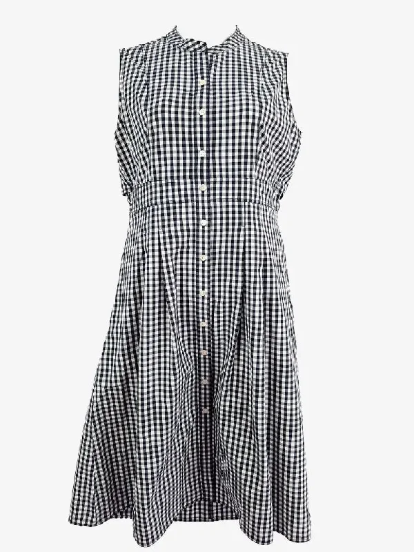 Trenery Black & White Gingham Tailored Midi Dress Size 12