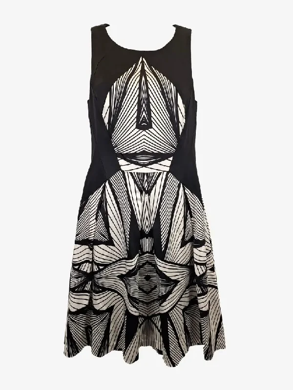 Veronika Maine Geometric Pleated Midi Dress Size 8