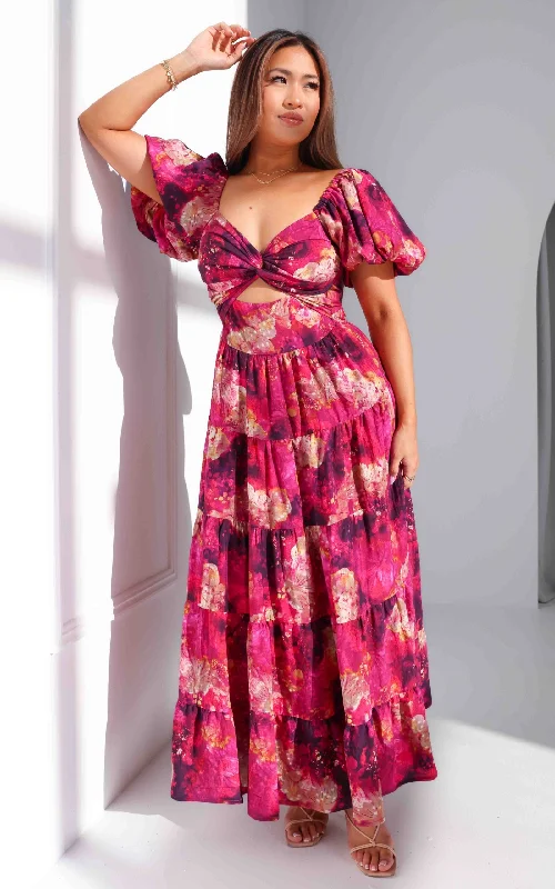 Bretta Maxi Dress - Plum Purple Floral